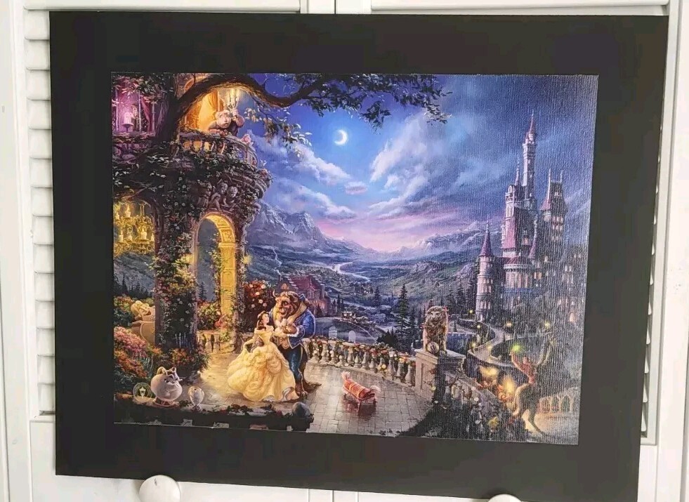 Disney Beauty and the Beast Thomas Kinkade Original Canvas Print 16×20