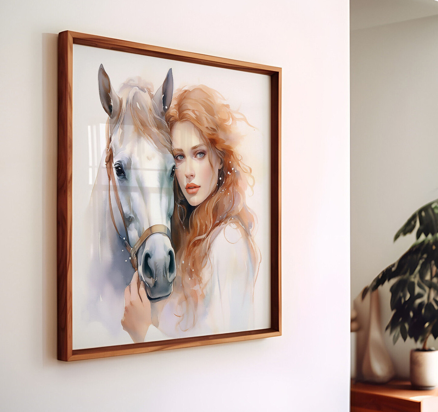 Watercolor Woman And Horse Poster Beautiful Home Decor 12