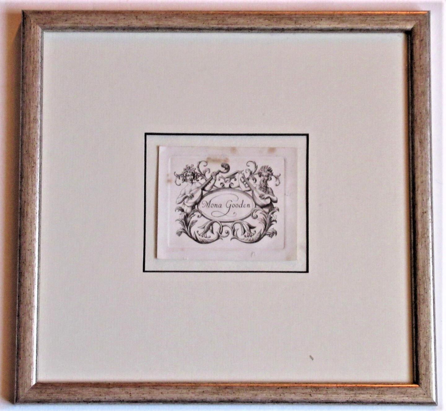 Stephen Gooden, original line engraving print, bookplate for Mona Gooden, 1926