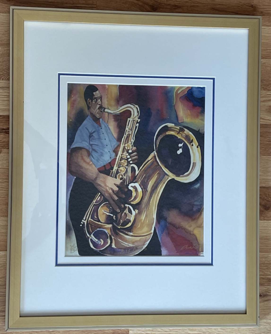 DANE TILGHMAN “BIG BASS” SIGNED IN GOLD PEN #31/250 FRAMED/MATTED 23.5″ X 18.75″