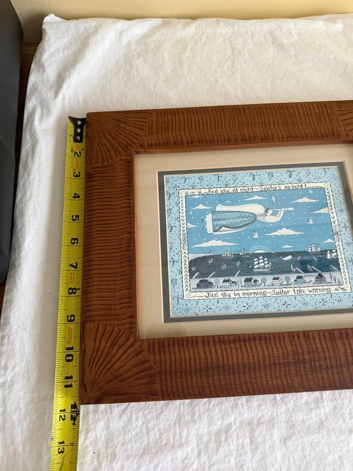 Beautiful framed print – Red Skies at Night with custom frame! FOLK ART STYLE