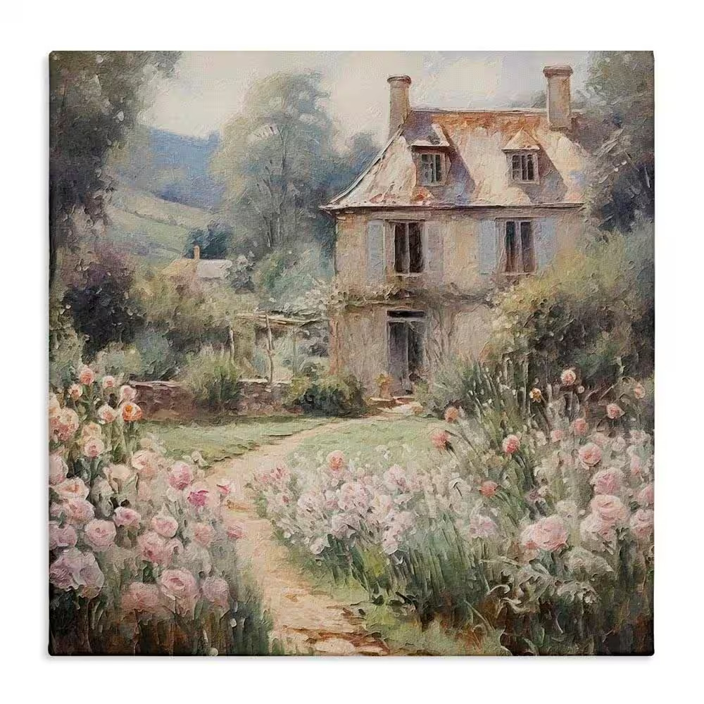 French Garden Cottage by Rileyb Unframed Graphic Art Print Nature 30 In. X 30 In