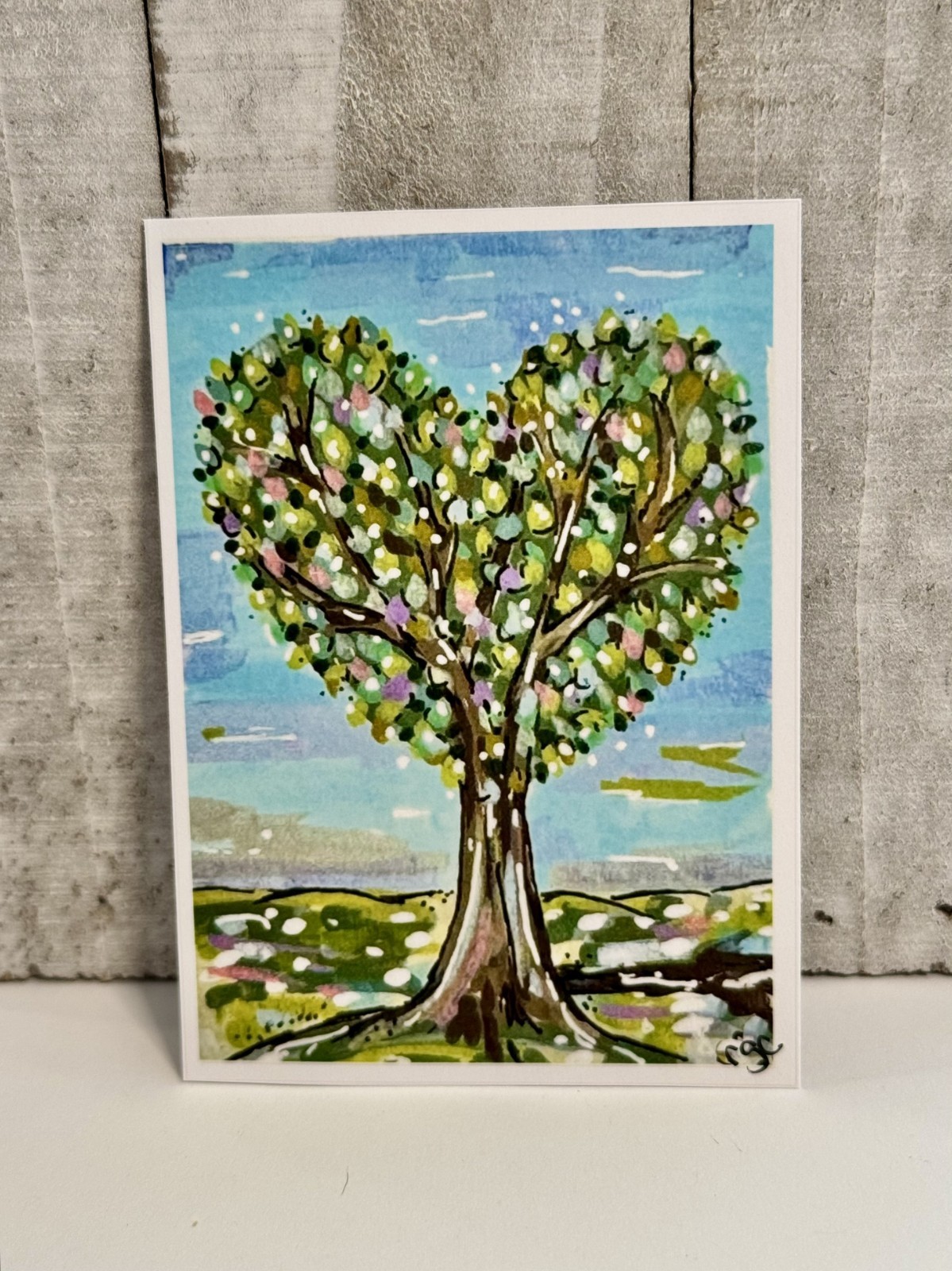 ACEO Original PRINT Heart Tree, heartfelt_by_robin, Tree Painting ATC