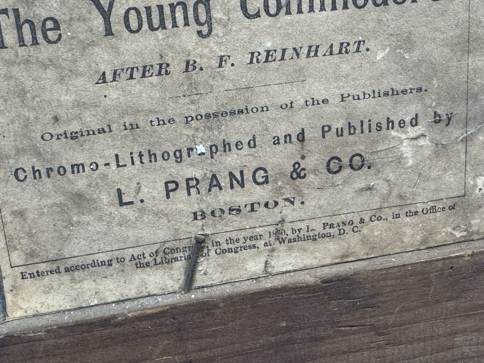 1872 Chromolithograph “The Young Commodore” Louis Prang & Co., Original LABELS