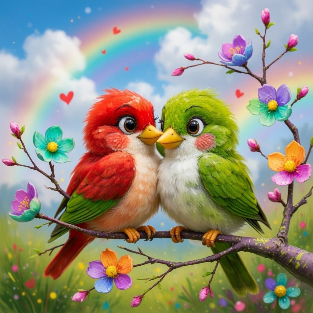 Cute Baby Birds 4K Wallpaper Digital Art HD Animal Printable Kids Room Art 1029