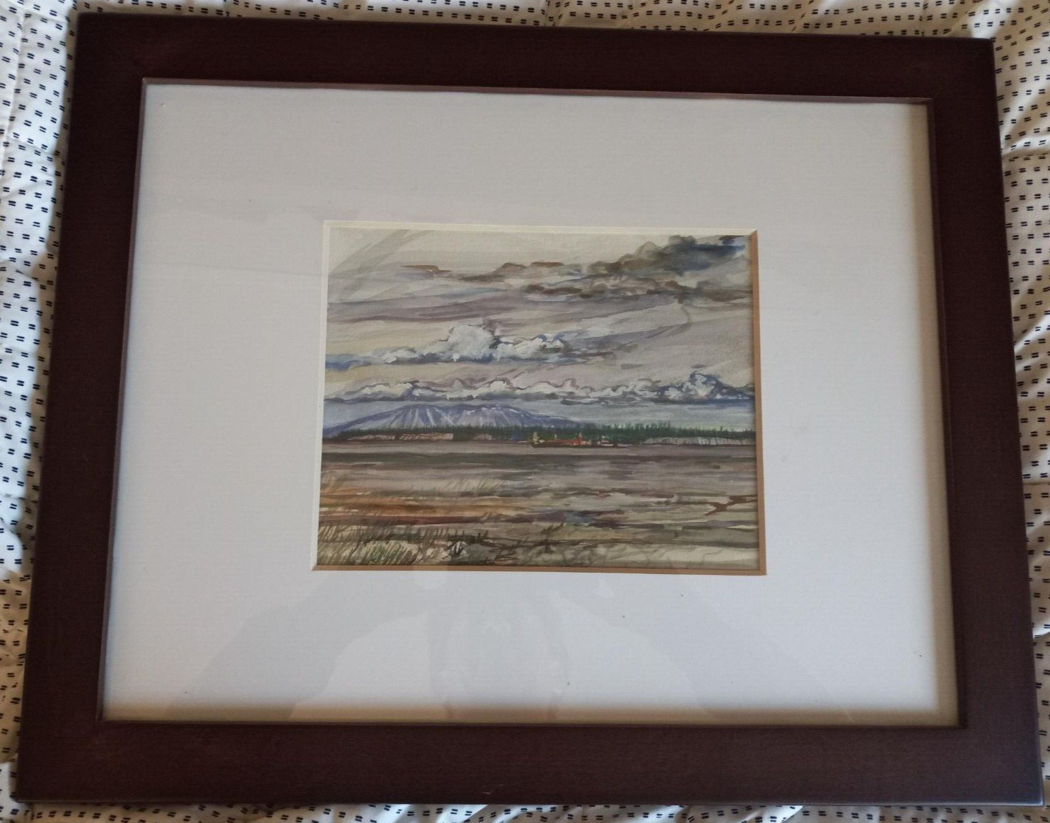 Framed Original Oil Painting Alaska Sleeping Lady Mt. Susitna Artist M. Geiser