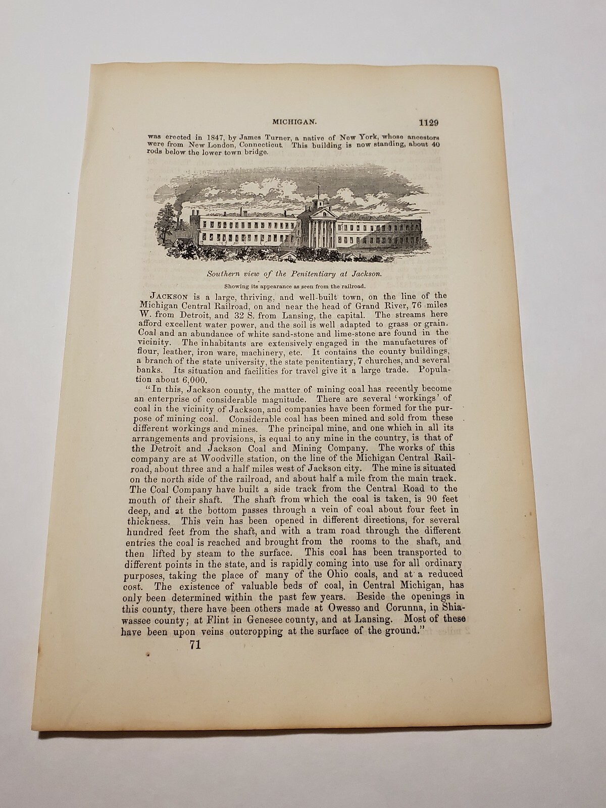 Penitentiary of Jackson & University of Michigan c. 1861 Engraving (117)