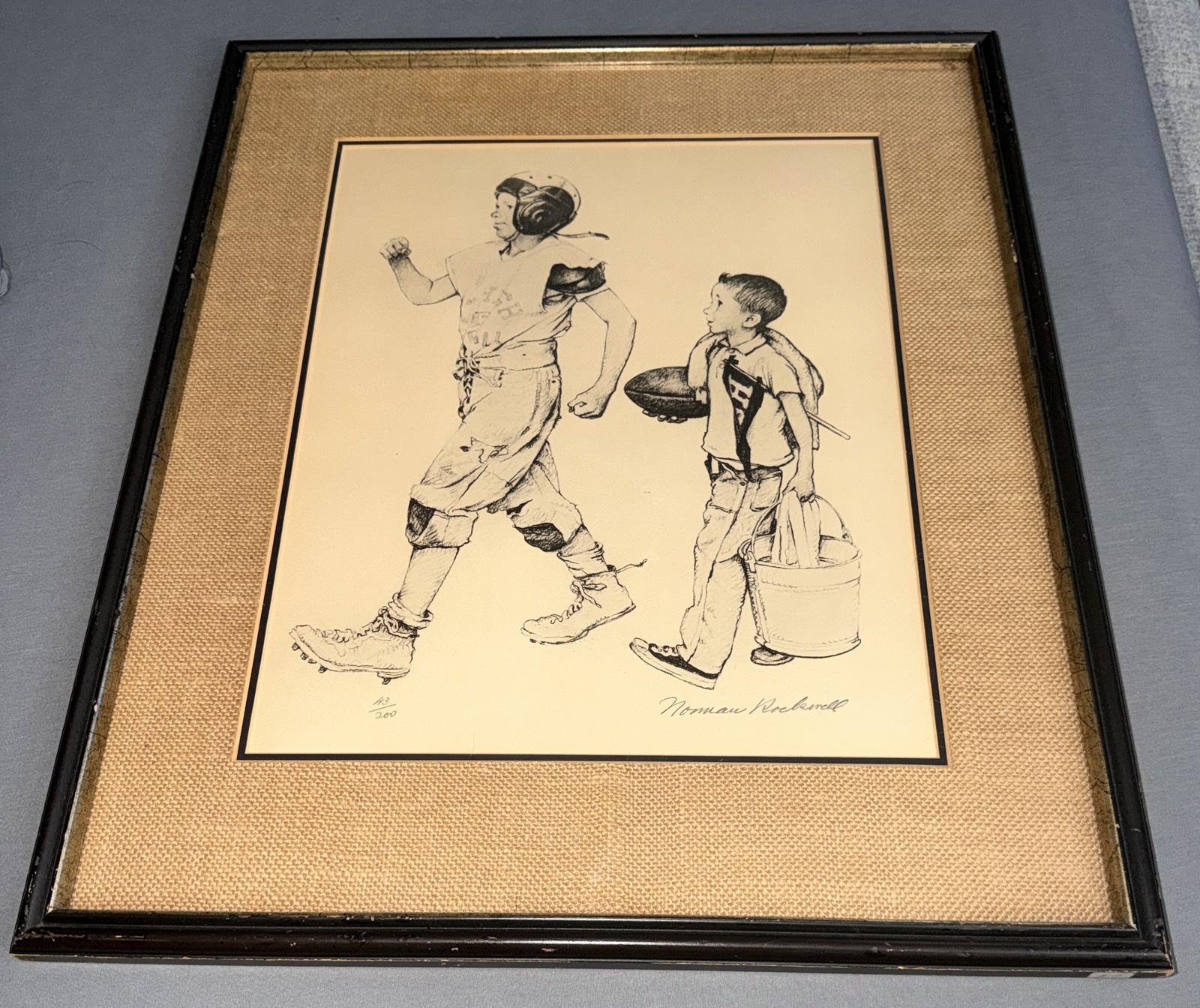 Norman Rockwell FOOTBALL MASCOT hand-signed numbered lithograph limited edition