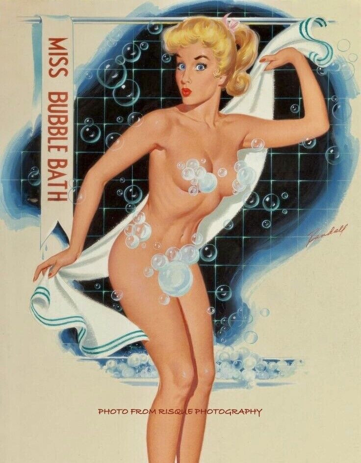 Women In Shower 8.5×11″ Photo Print Bill Randall Miss Bubble Bath Pinup Fine Art