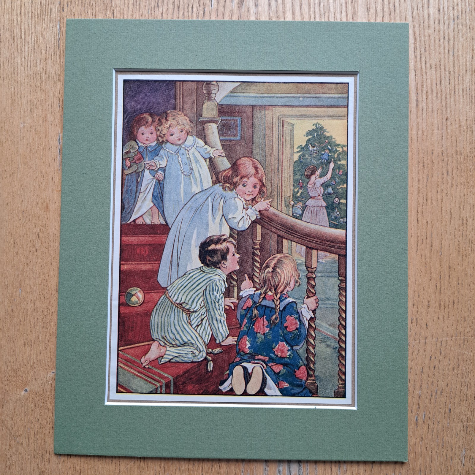 Christmas Is Coming – Children On Stairs – Print 1919
