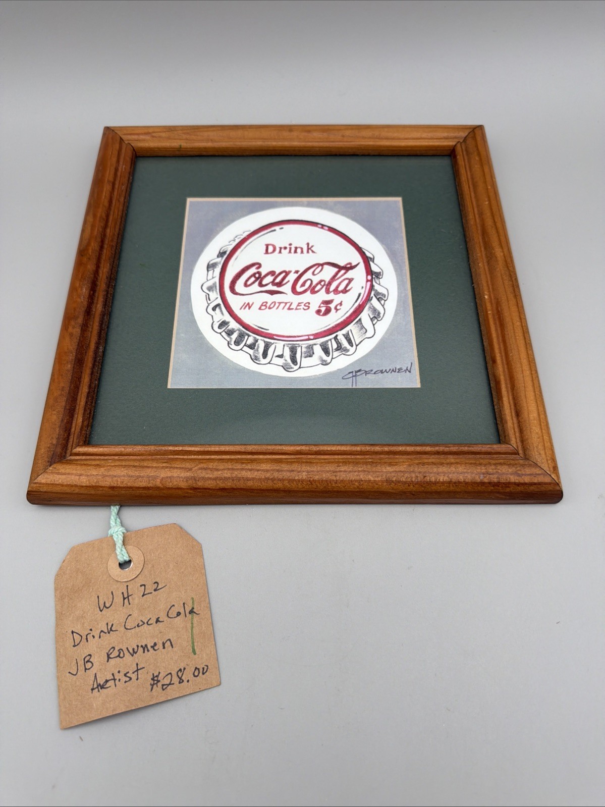 Coca-Cola Framed Artwork J B Rownen 9.5”x9.5”