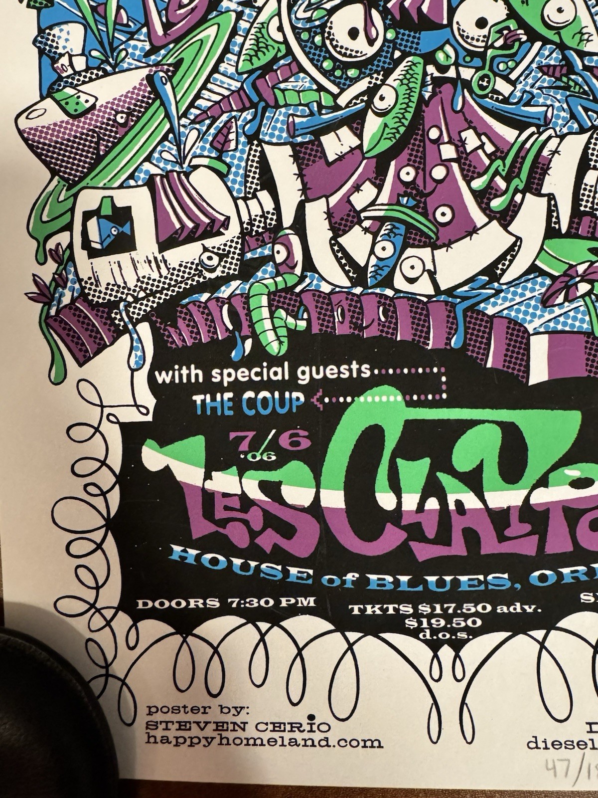 Steven Cerio Les Claypool Primus Poster 2006 House of Blues Orlando FL S/# 180
