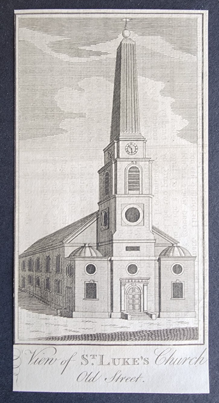 Antique 1770 print – St Luke Old Street Church – London