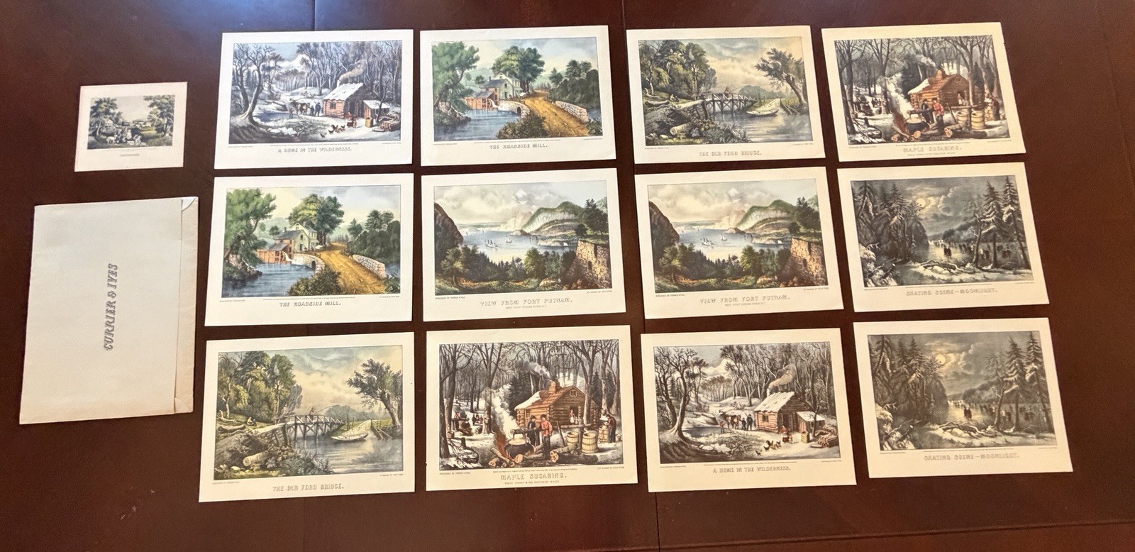 Lot of 13 Vintage Currier & Ives Print Lithographs 12×9 Inch Unframed