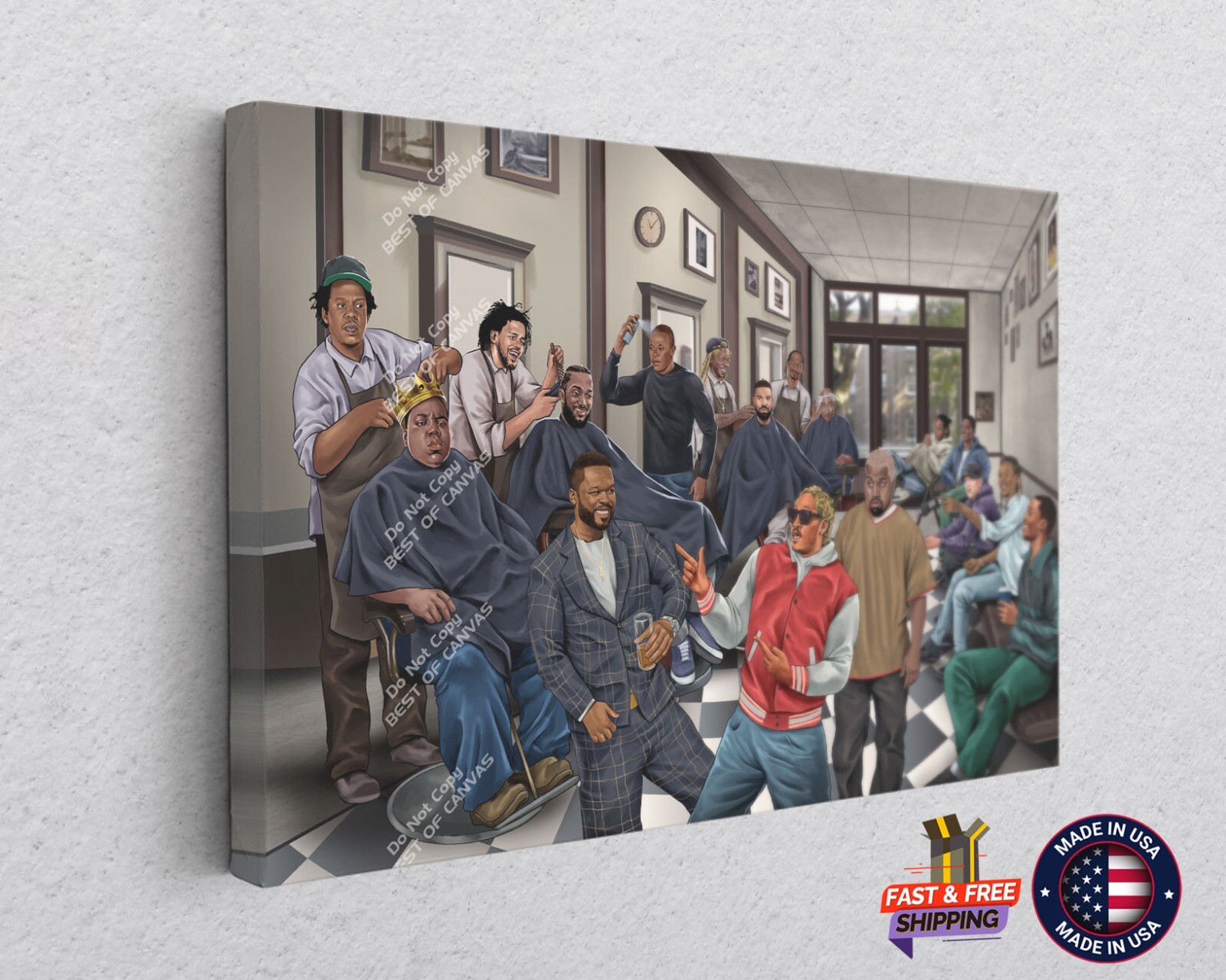 Barber Shop Rapper Artists Rap Hip Hop Music Canvas Décor Art Print Painting