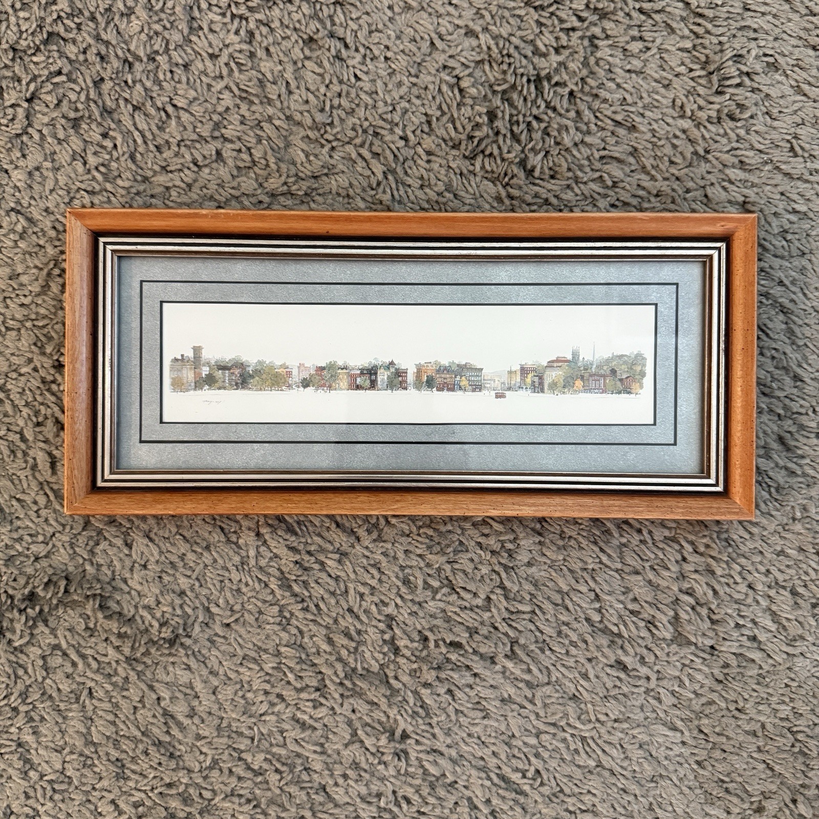 Townscape of Troy, NY Framed Print by Leonard Weber 12.25in X 5.5in