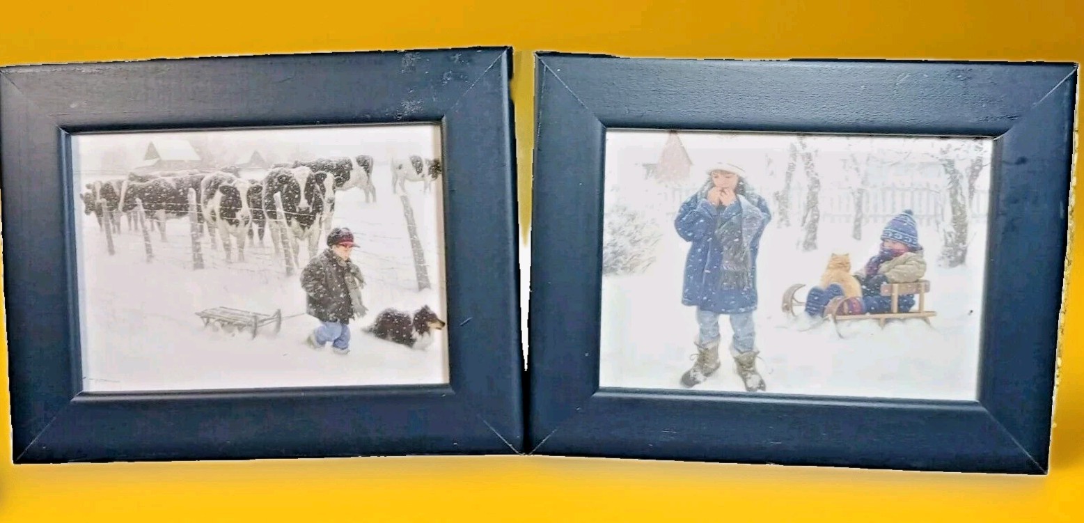 PR. Robert Duncan “WINTER’S BLANKET & CURIOUS ONLOOKERS” 4.5” X 6”(Framed 9×7)