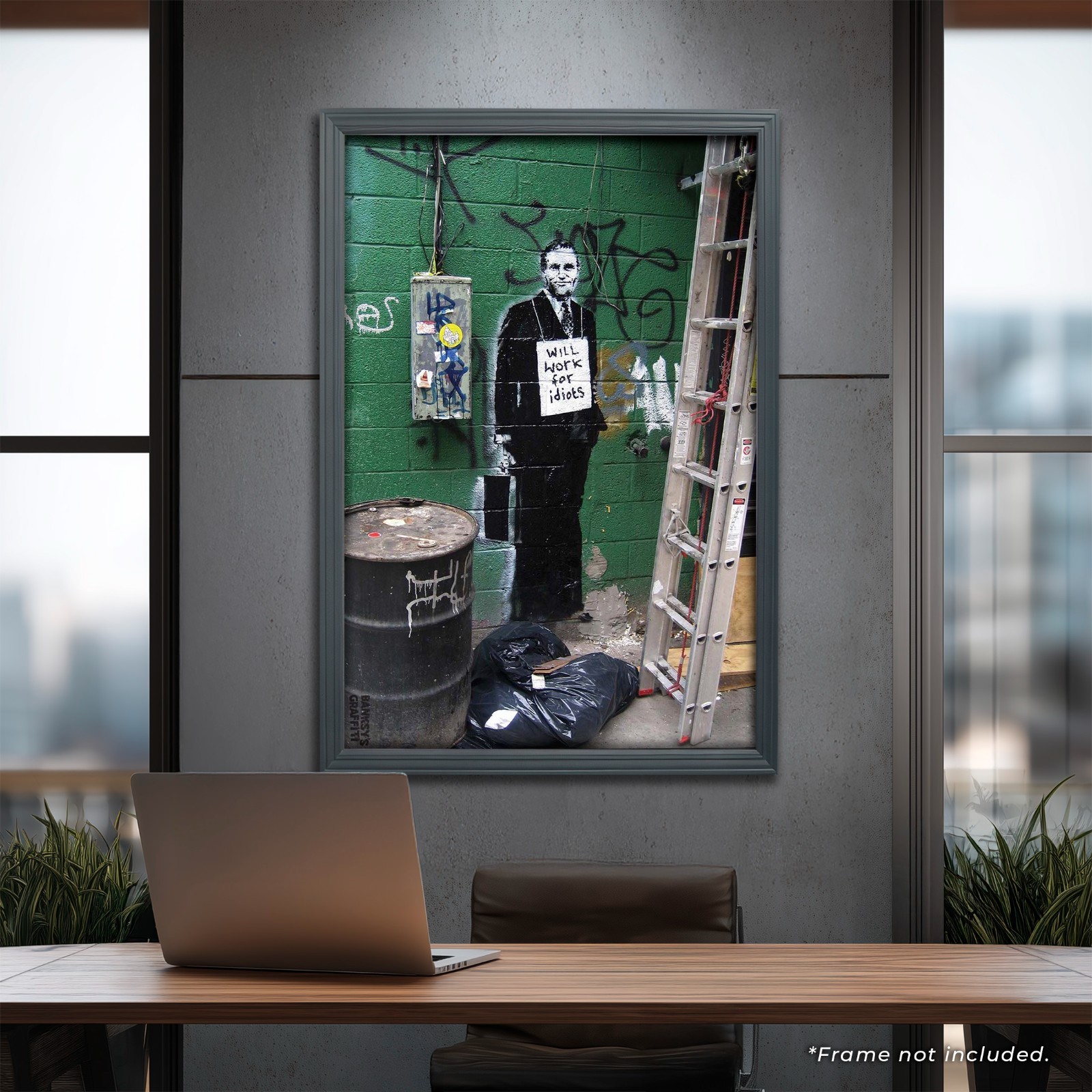 Banksy’s Graffiti Work for Idiots 24×36″ (Vertical) Art Print | Limited Edition