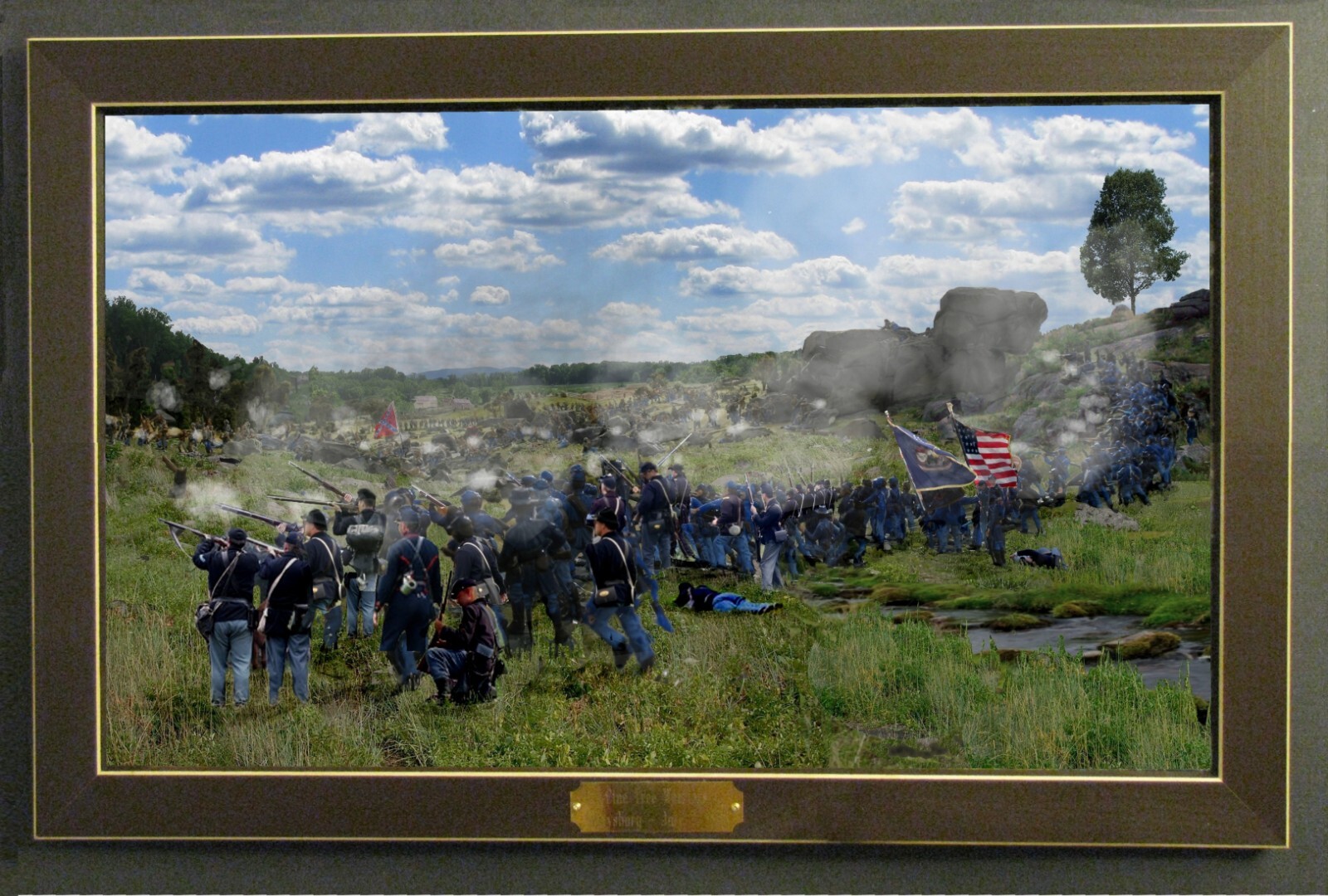 Gettysburg Print/Frame 4th Maine Valley of Death Devil’s Den Top Giclee limited
