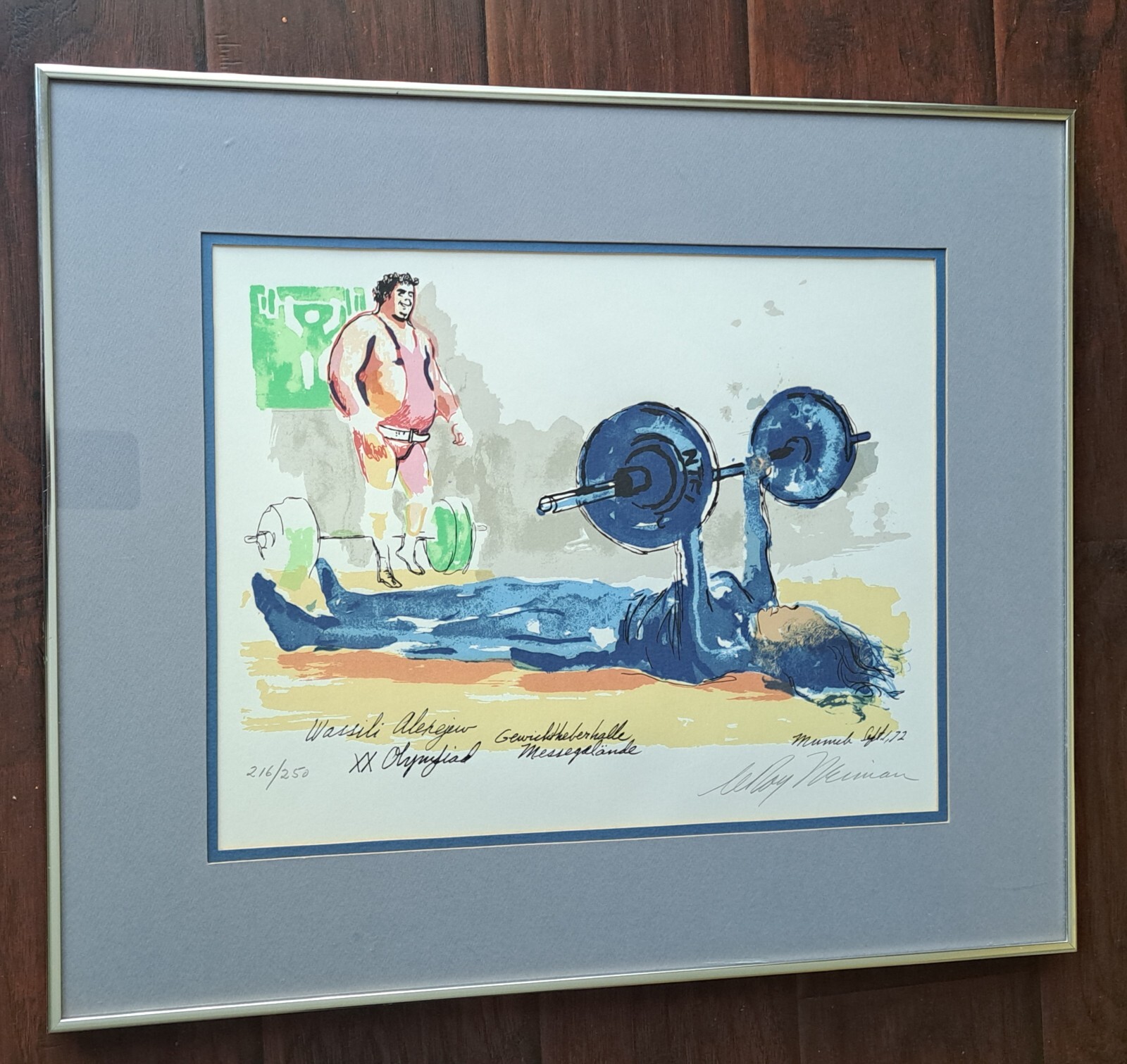 Nice!! Original Leroy Neiman Serigraph Olympics Woman Weight Lifter