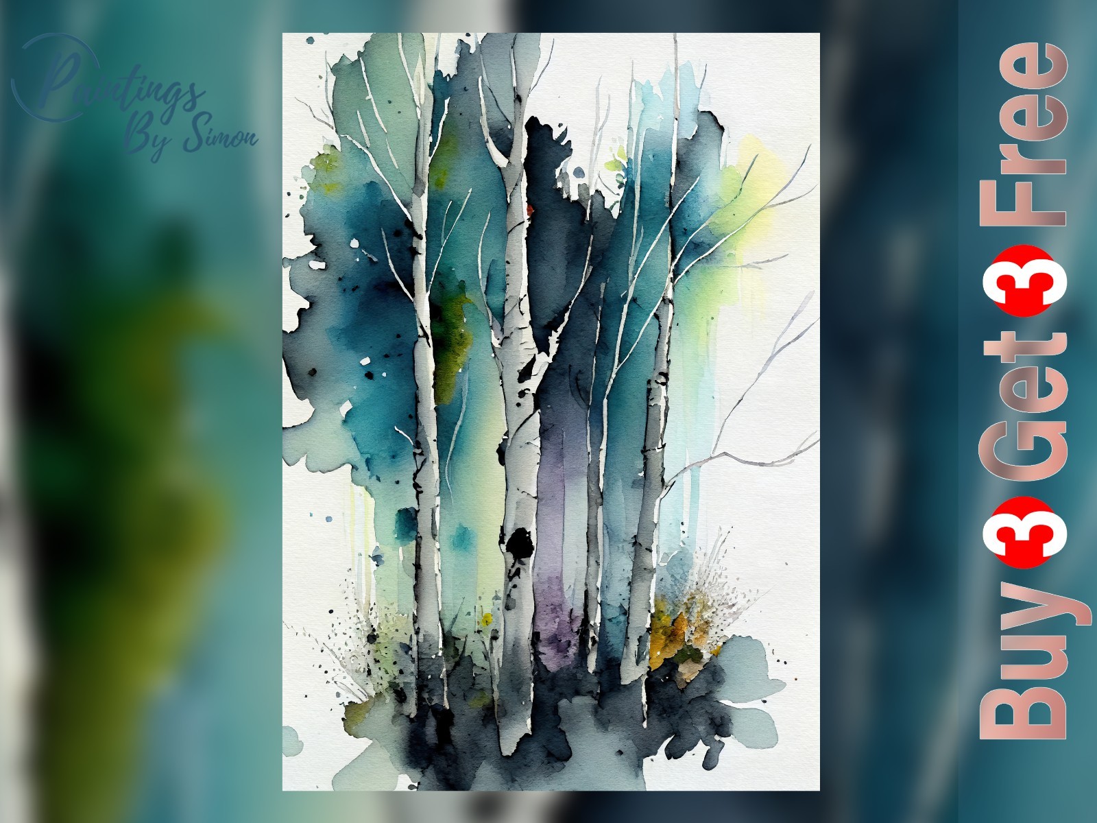 Birch Trees 5″x7″ Print on Matte Paper | Forest Tree Wall Art