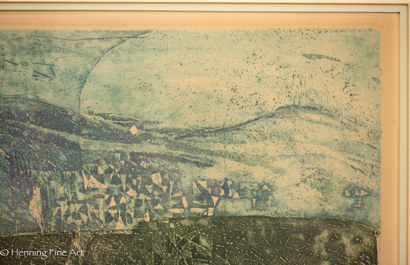 Beautiful Mid Century Abstract Expressionist Etching Illegibly Signed 27×33″
