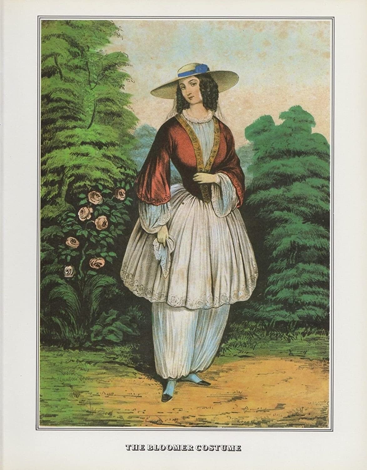 1978 Vintage “THE BLOOMER COSTUME” WOMEN RIGHTS CURRIER & IVES COLOR Lithograph