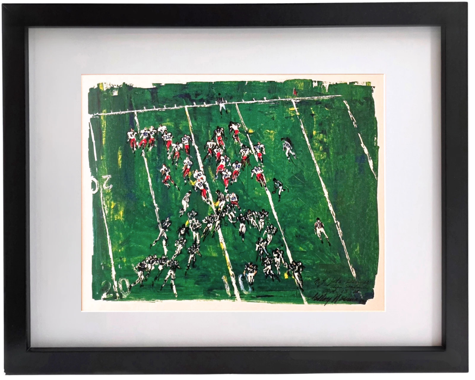 LEROY NEIMAN Jets-Denver Plate Signed Vintage 1974 Framed Football Print