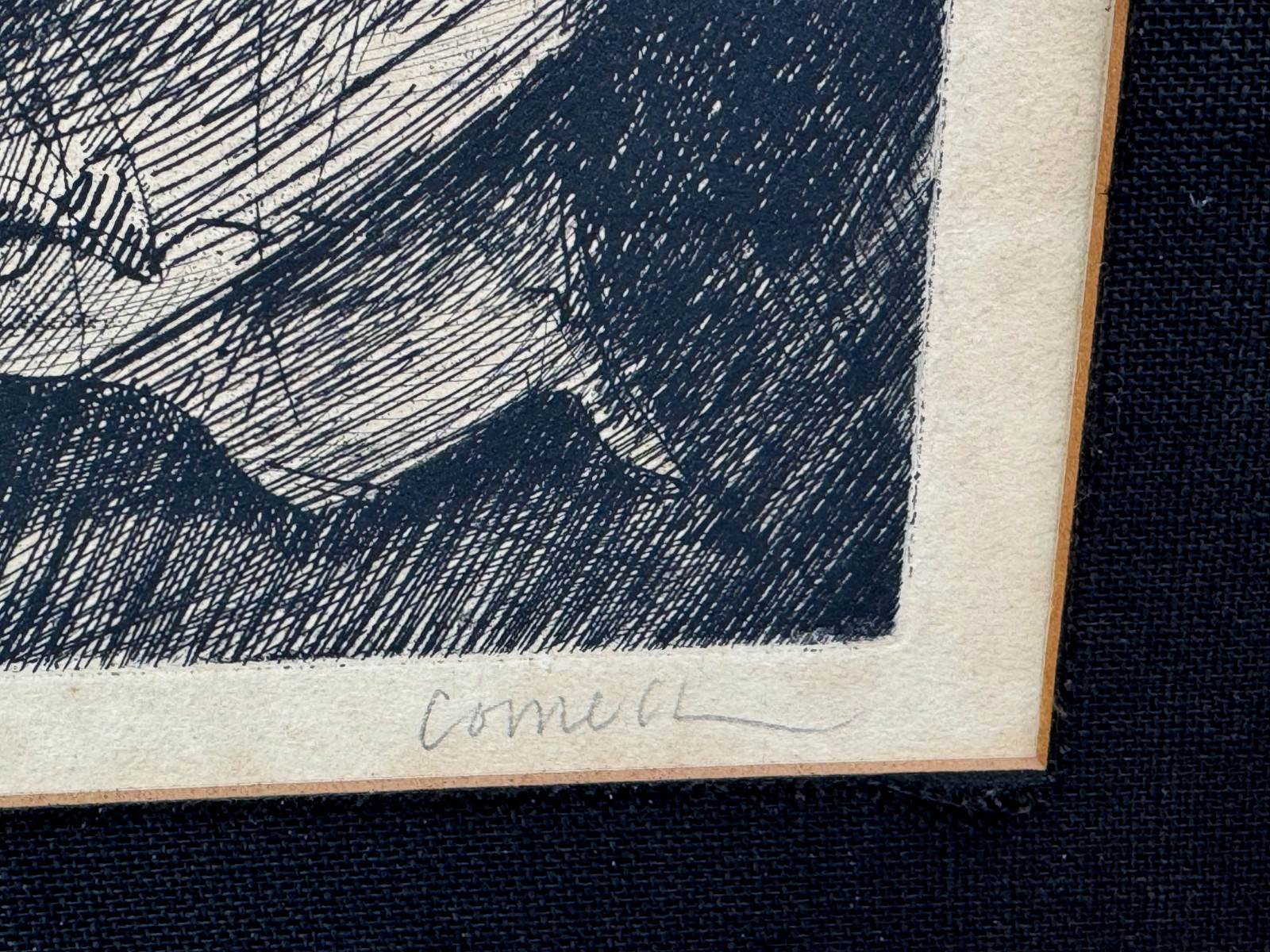 THOMAS CORNELL SIGNED ETCHING A SEATED WOMAN WITH BOOK VINTAGE ORIGINAL PORTRAIT