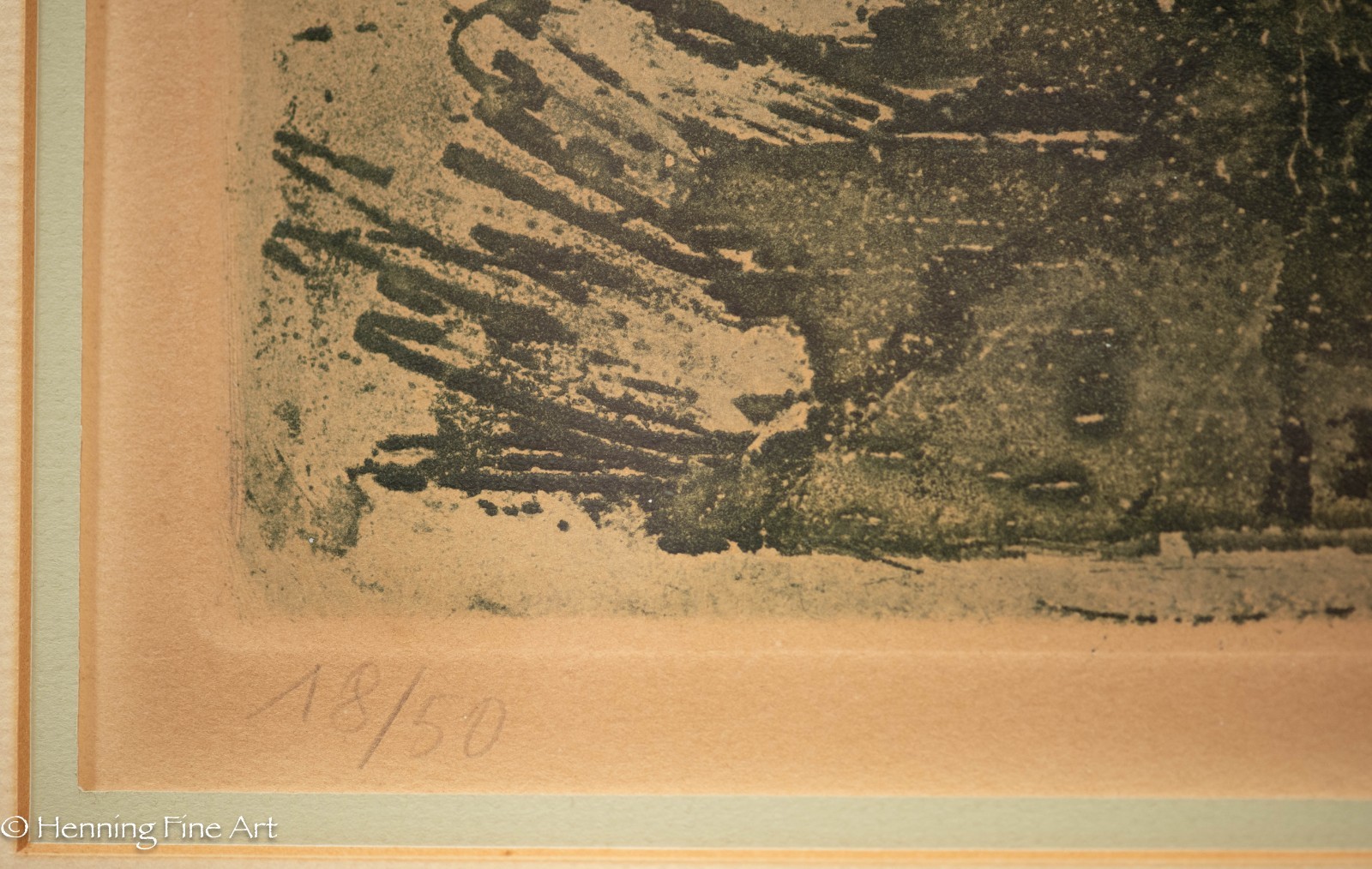 Beautiful Mid Century Abstract Expressionist Etching Illegibly Signed 27×33″