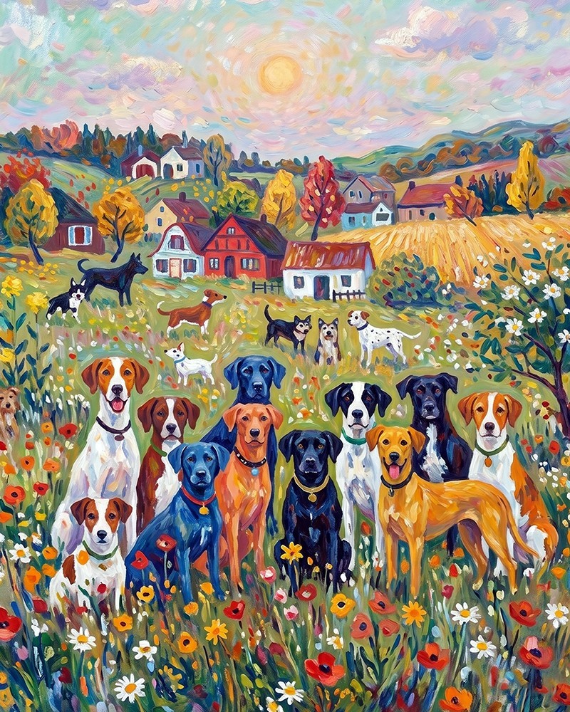 Farm House Art Folk Dog Welcoming Committee 8×10 art print. Free Shipping 0374