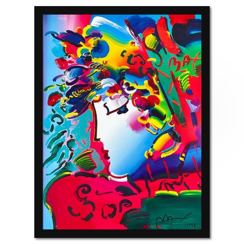 Peter Max “Blushing Beauty” Framed Hand Signed Offset Lithograph Art