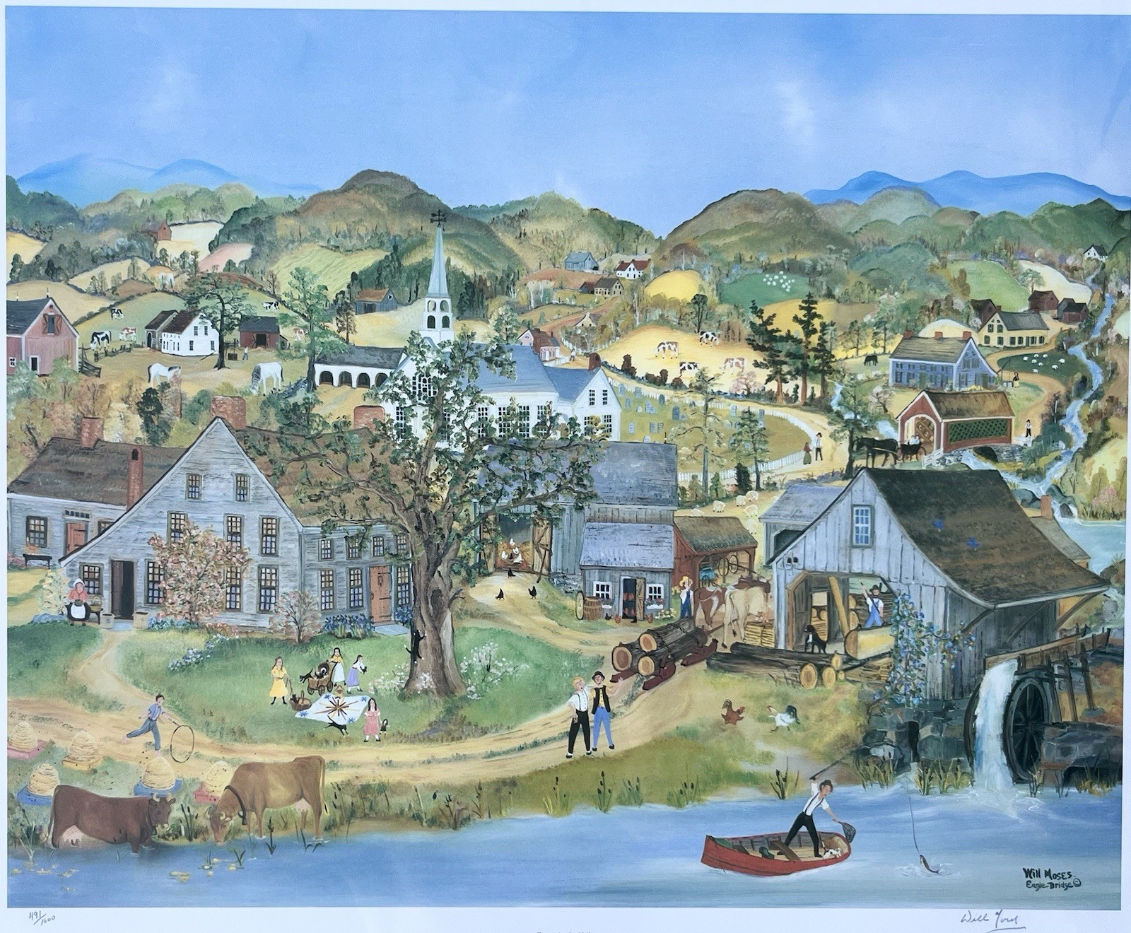 Will Moses Down In The Valley Signed Print Framed 30”x26”