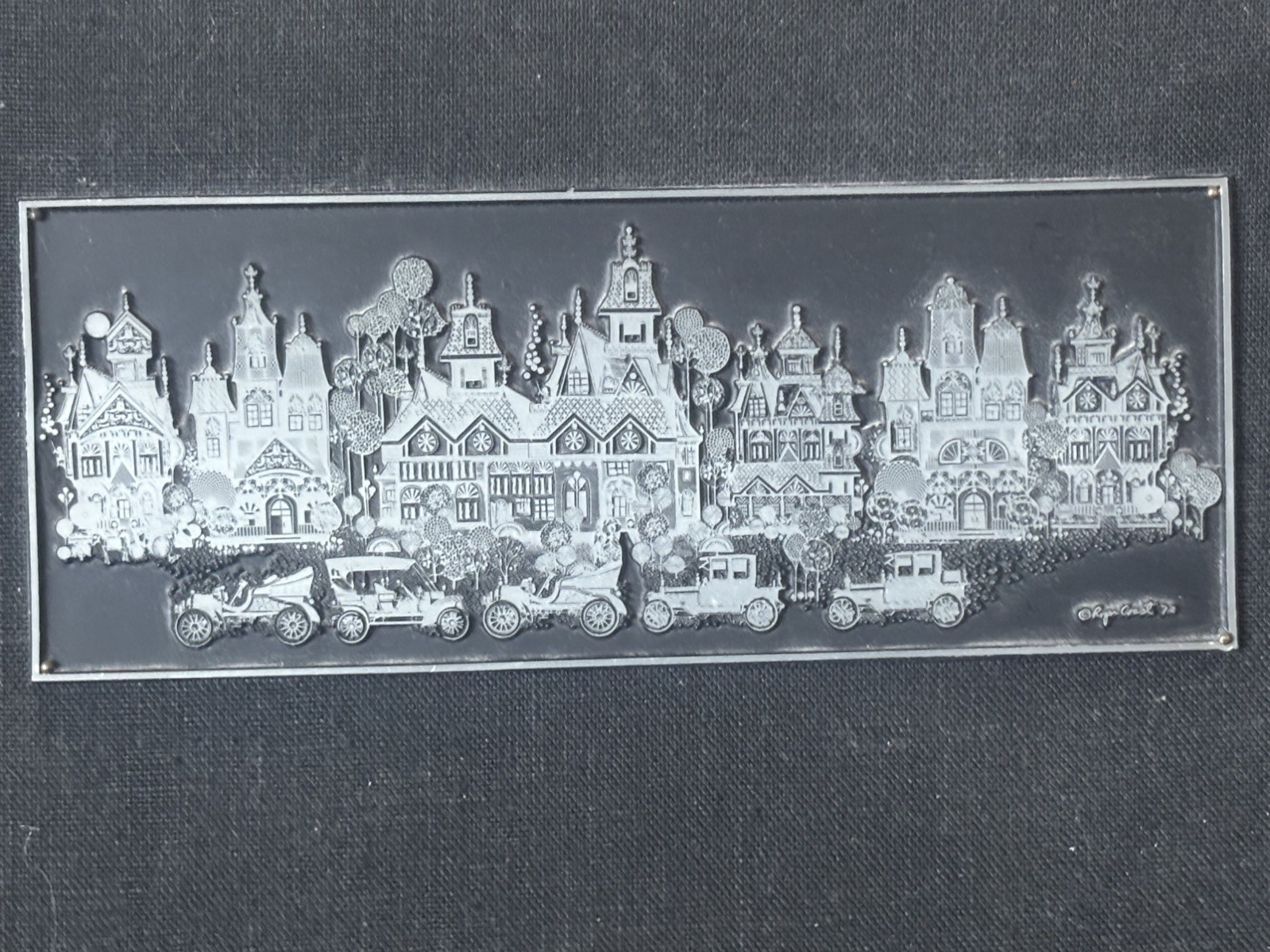 ROGER COAST Etched Art Engraving Vintage 1972 On Black Framed Board
