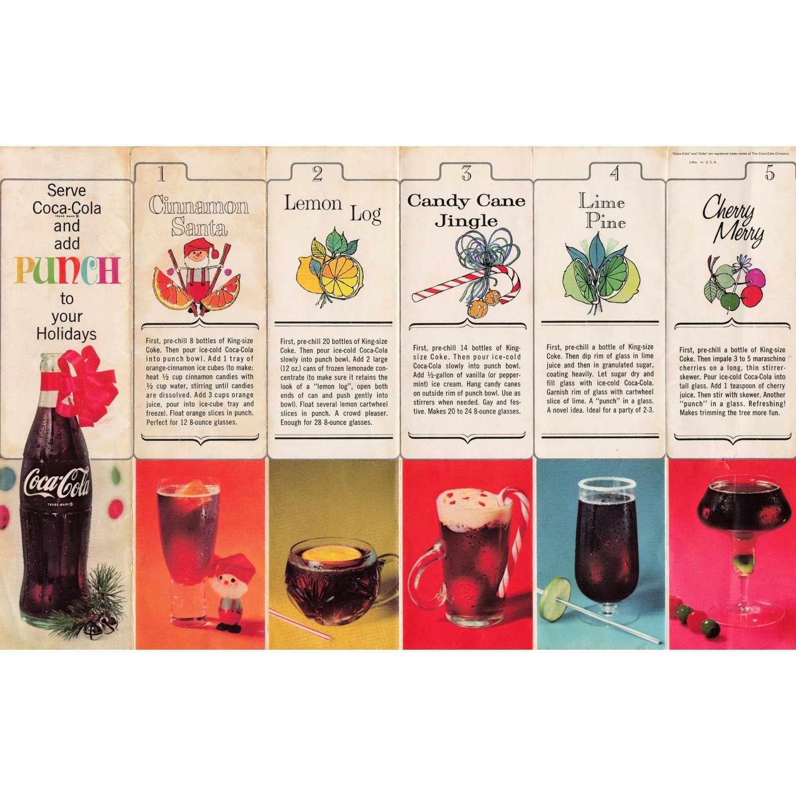 Coca Cola Christmas Holiday Punch Recipe Print Vintage Wall Art Decor