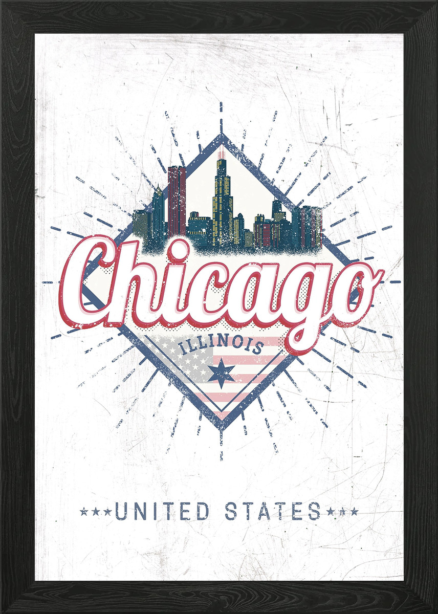 Chicago City Illinois USA Framed Wall Art Poster Canvas Print Picture