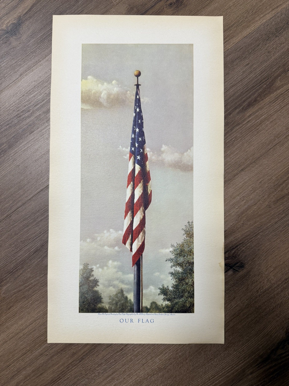 Vintage “Our Flag” Patriotic Print by Fred Tripp – McCleary Memorial Hospital