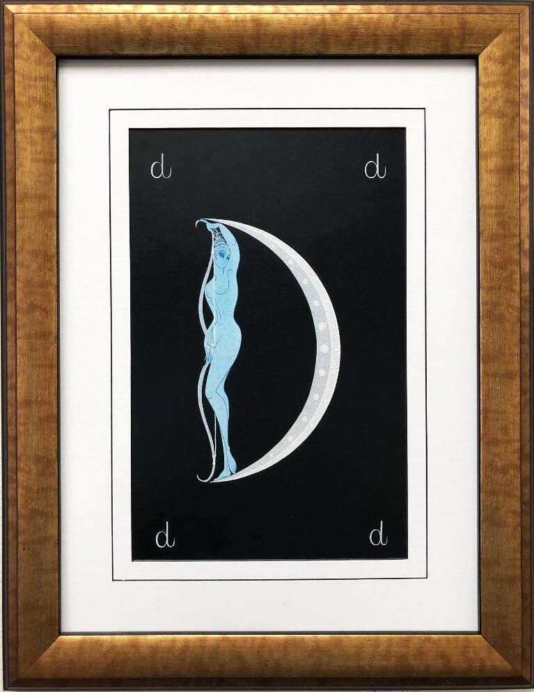 Erte “D” CUSTOM FRAMED Vintage Print Art Deco Alphabet Letter Suite NEW Fashion