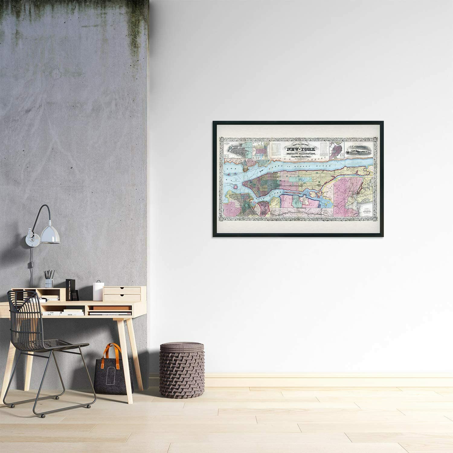 1857 New York City and Vicinity Map Art – Vintage New York USA Wall Art Poster