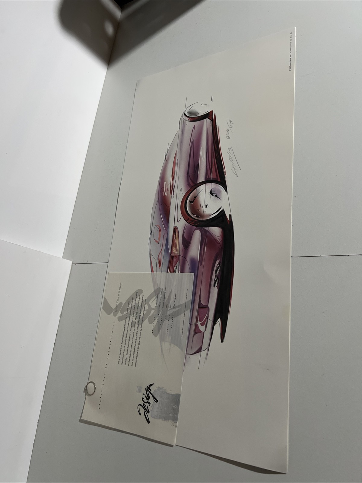 1997 Saturn Coupe Concept Lithograph GM DESIGN Center 866/950 Numbered Art