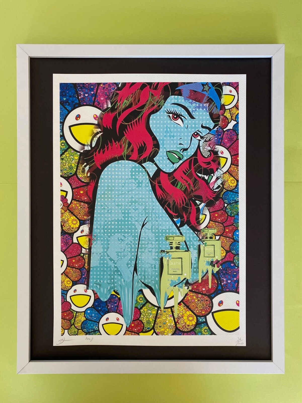 Death NYC Large Framed 16x20in Pop Art Original COA Murakami Wonder Woman/