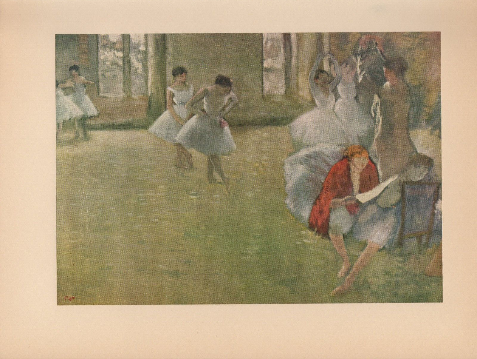 1951 Vintage DEGAS “DANCERS IN THE REHEARSAL ROOM” COLOR Art Print Lithograph