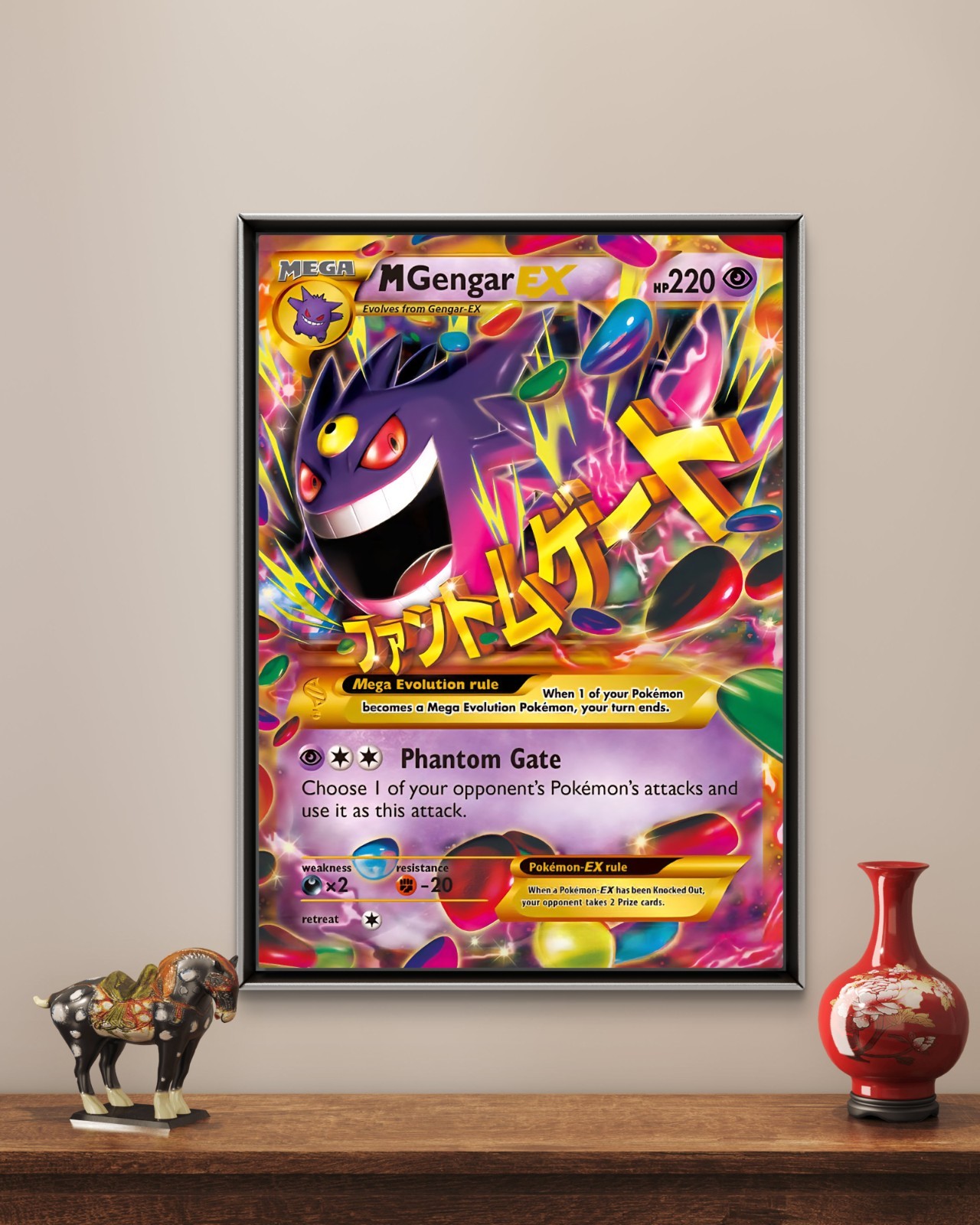 Mega Gengar TCG Canvas Poster Anime Wall Art Home Decor Fan Art Gift Idea