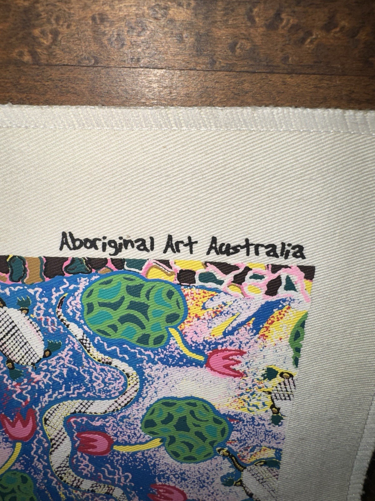John Smith Gumbula, File Snake, Turtle & Waterlilies Australian Aboriginal Art