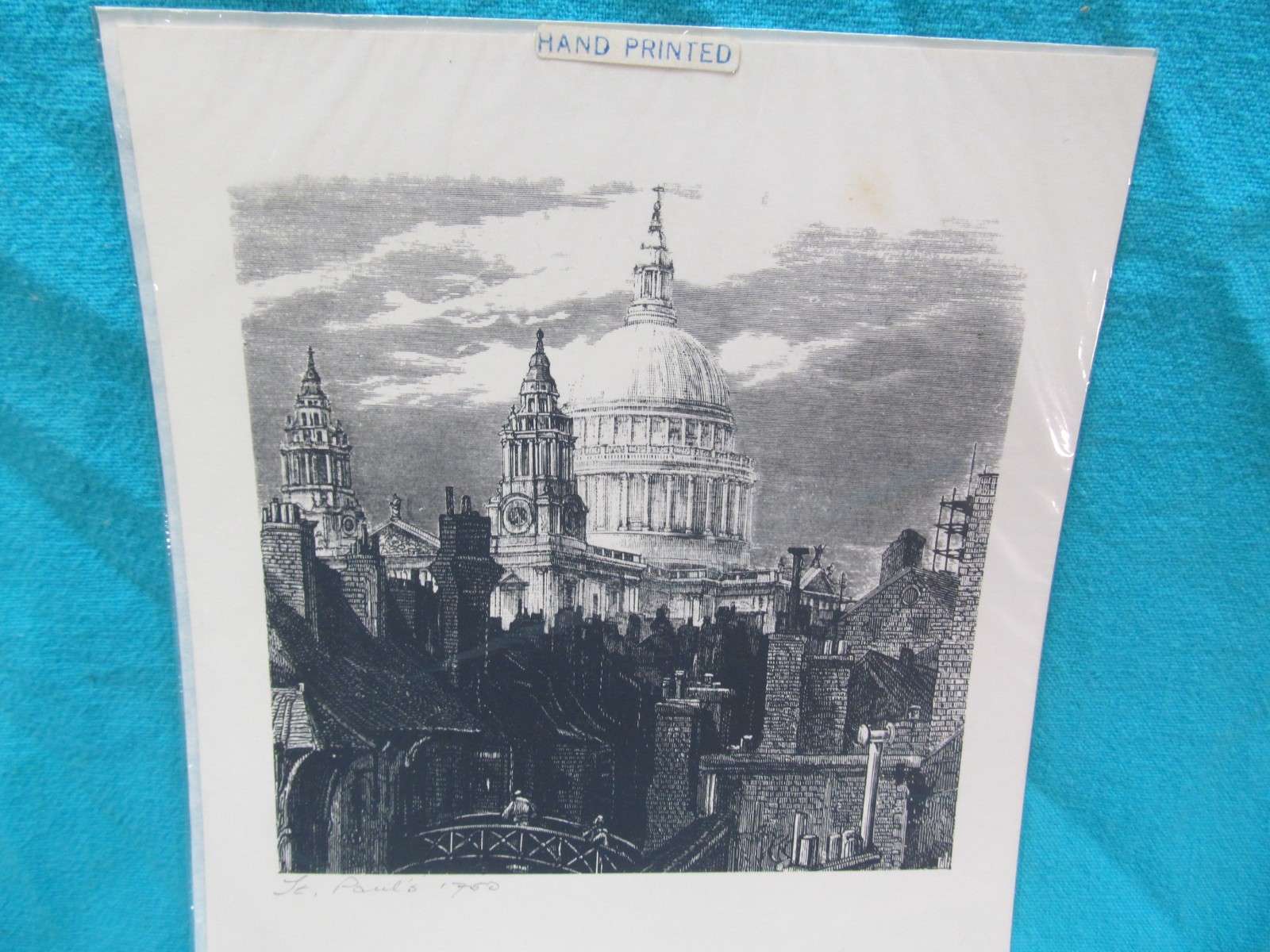 ST PAUL’S CATHEDRAL 1750 PRINT HAND PRINTED