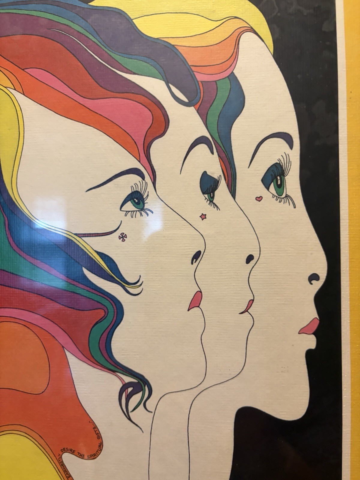 RARE VINTAGE MCM 1975 JOHN L EASTMAN LITHOGRAPH FRAMED PRINT THREE GRACES.