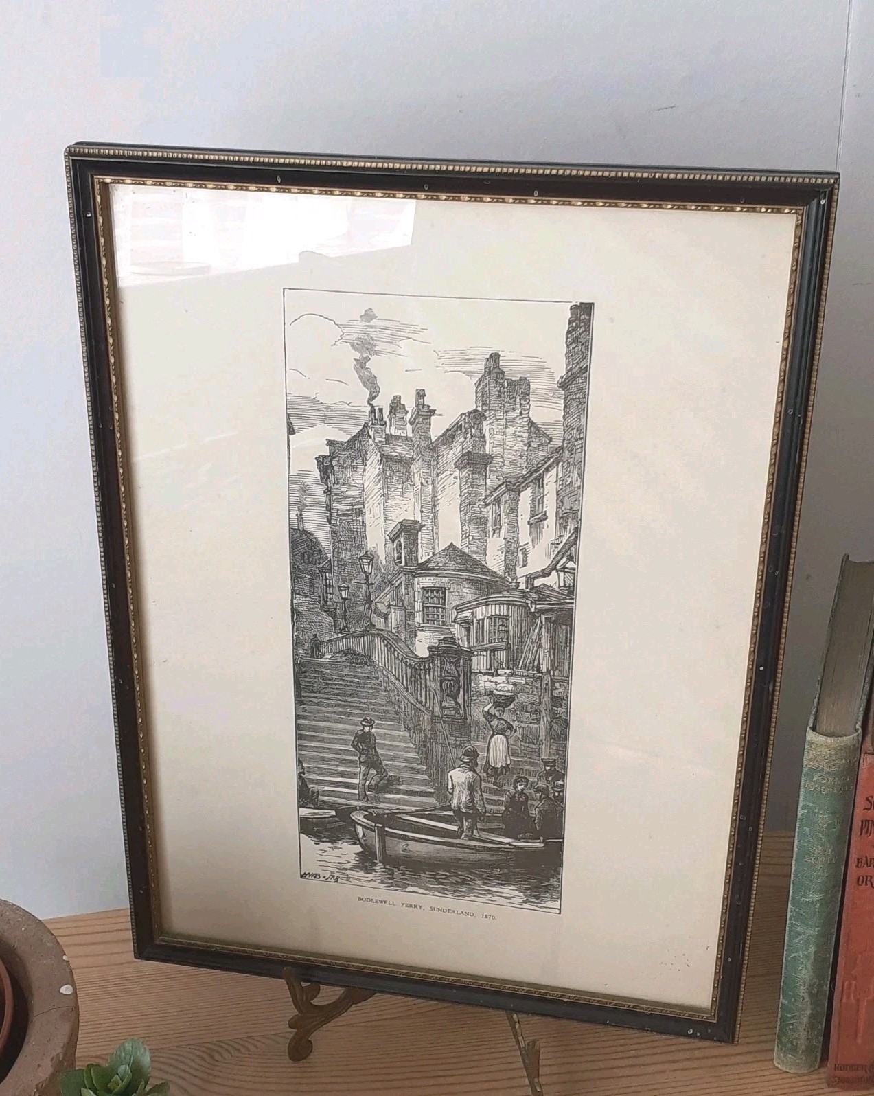 Old Sunderland Picture Bodlewell Ferry 1870 Framed Print Antique Art North East