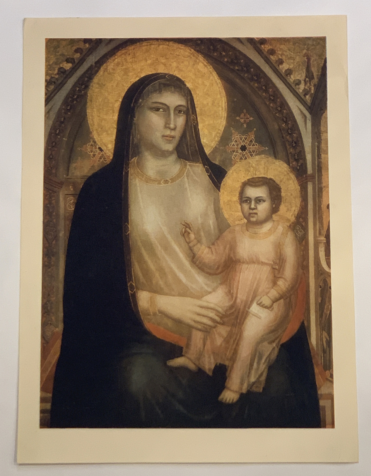 Mid-Century Giotto Color Lithograph 11 x15 Madonna And Child Printed In Italy