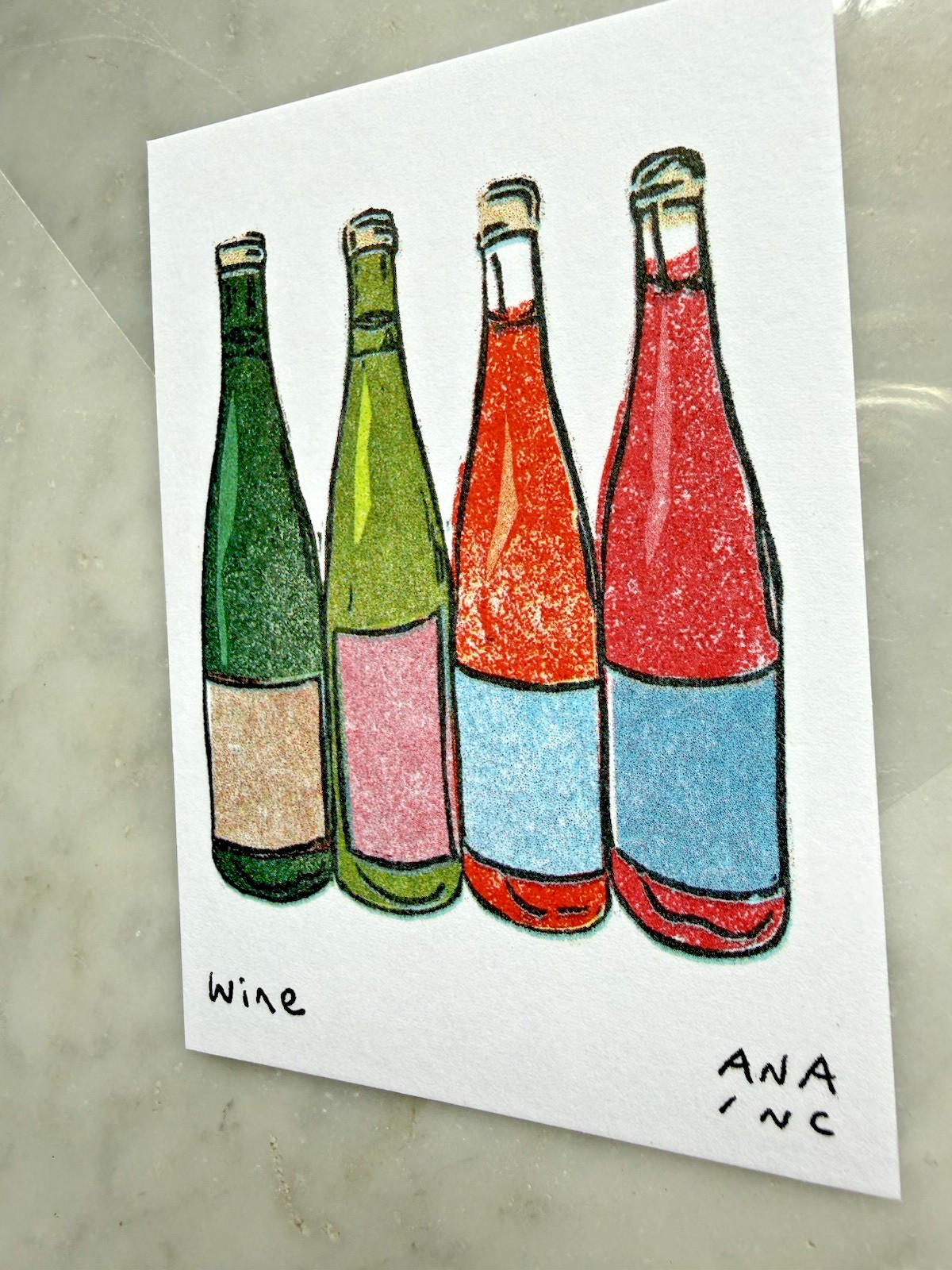 NEW Anastasia Inciardi Mini ART Print – “WINE BOTTLES” – ANA INC free ship