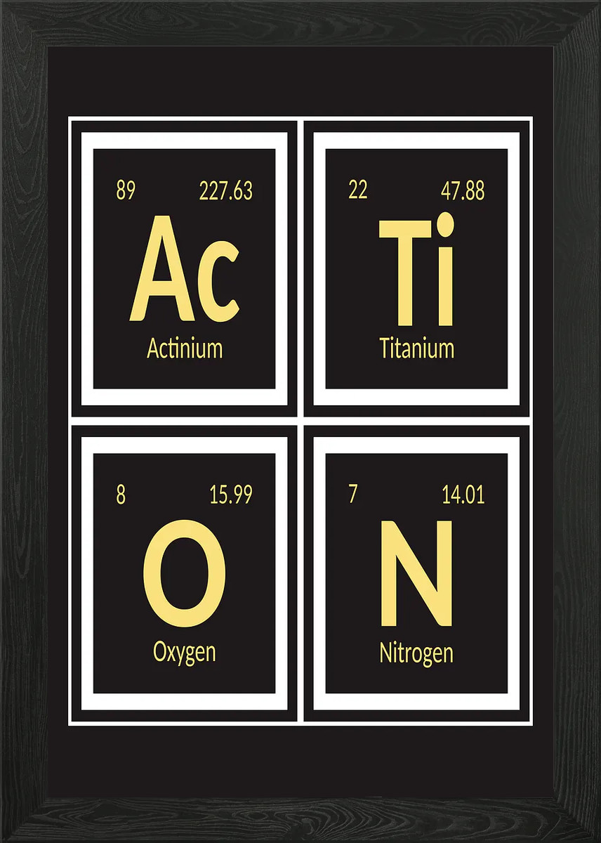 Action Elements Periodic Table Art Framed Wall Art Poster Canvas Print Picture